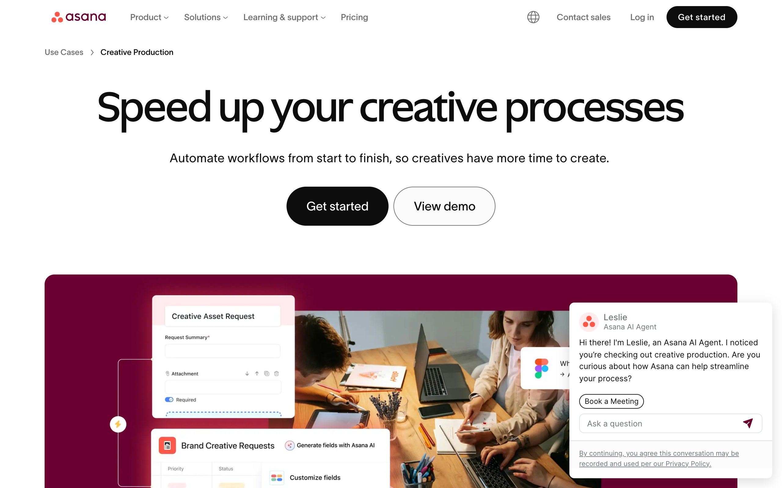 Asana Creative Production page