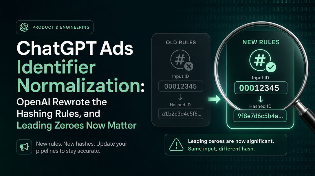 ChatGPT Ads Identifier Normalization: OpenAI Rewrote the Hashing Rules, and Leading Zeroes Now Matter