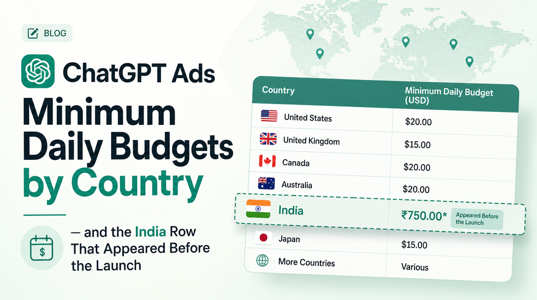 ChatGPT Ads Minimum Daily Budgets by Country — and the India Row That Appeared Before the Launch
