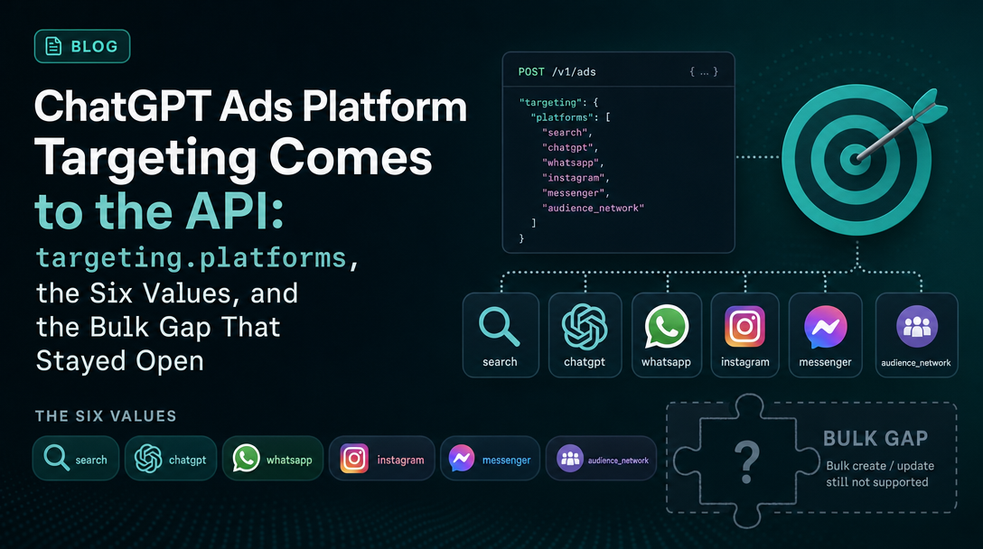 ChatGPT Ads Platform Targeting Comes to the API: targeting.platforms, the Six Values, and the Bulk Gap That Stayed Open