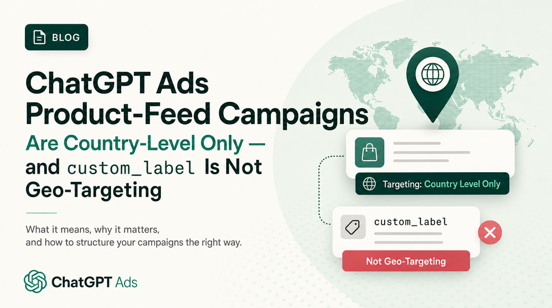 ChatGPT Ads Product-Feed Campaigns Are Country-Level Only — and custom_label Is Not Geo-Targeting