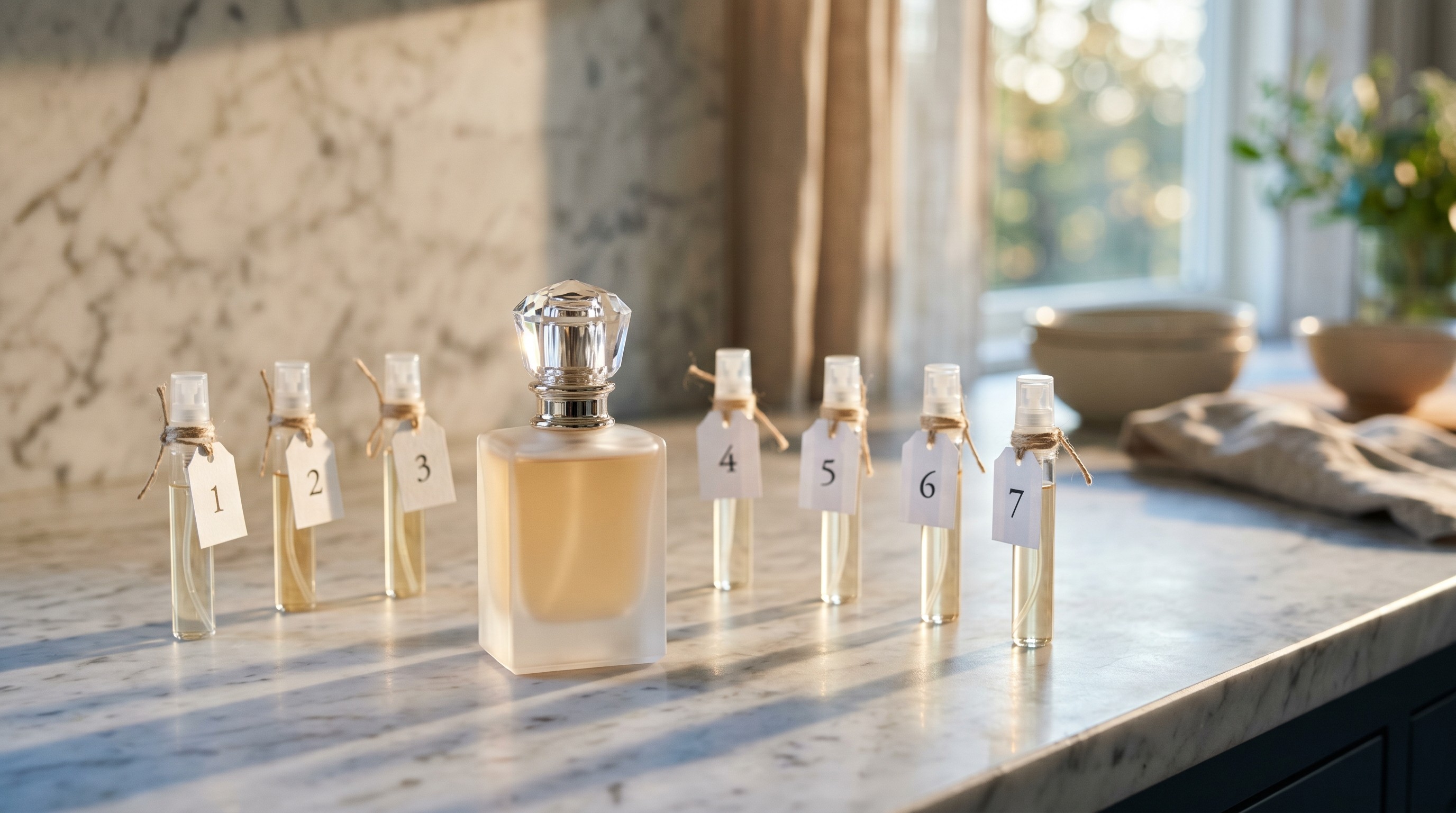 Nano Banana 2 output for the complex perfume semi-circle brief